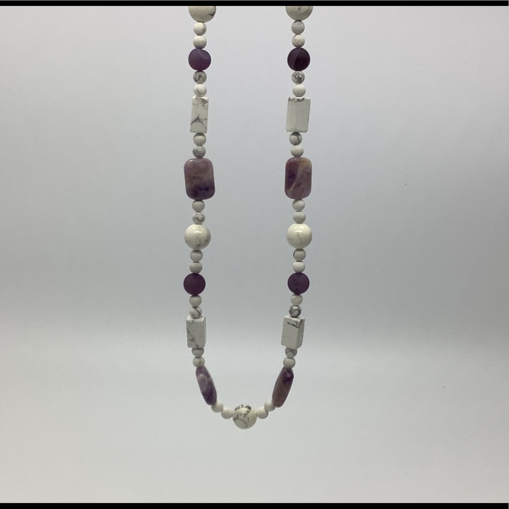 Amethyst & Howlite Beaded Boho Necklace - Picture 4 of 9